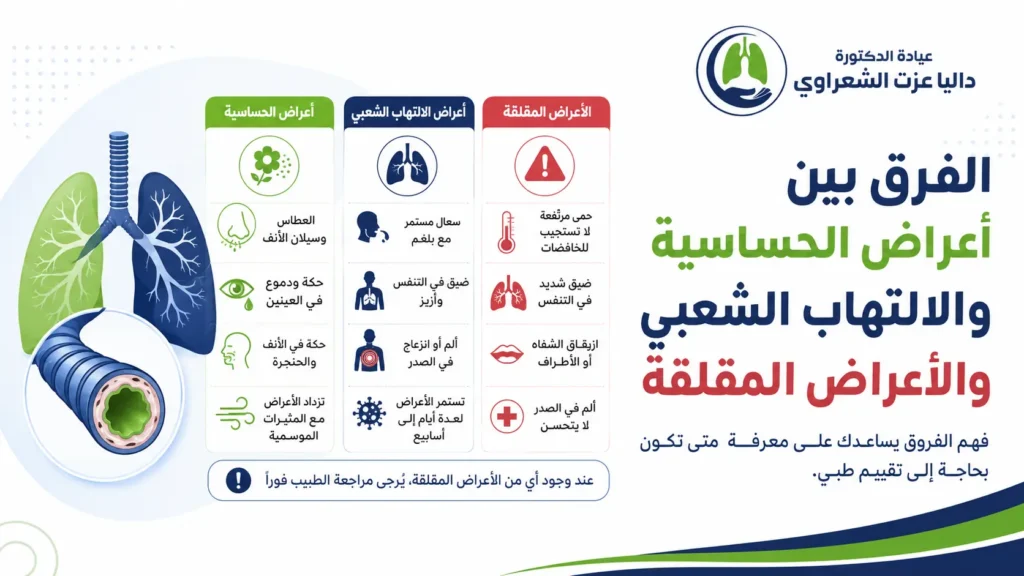 الفرق بين أعراض الحساسية والالتهاب الشعبي والأعراض المقلقة